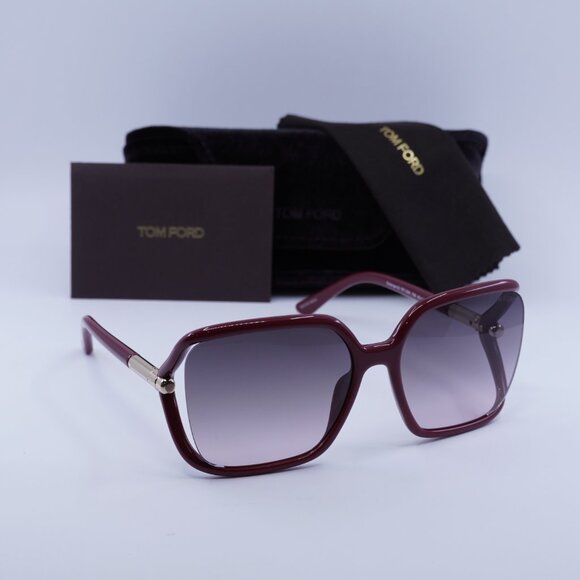 Tom Ford Solange-02 FT1089 75B Square Sunglasses - Shiny Fuxia/Smoke Gradient
